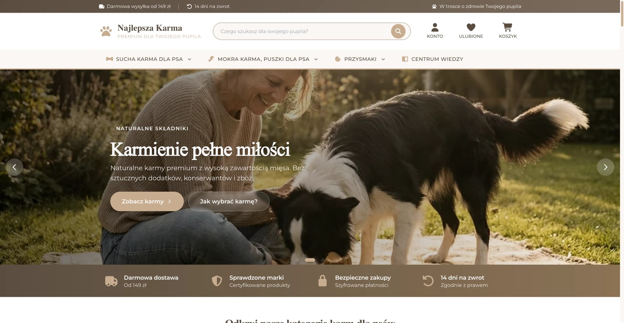 Realizacja sklepu internetowego — Najlepsza Karma